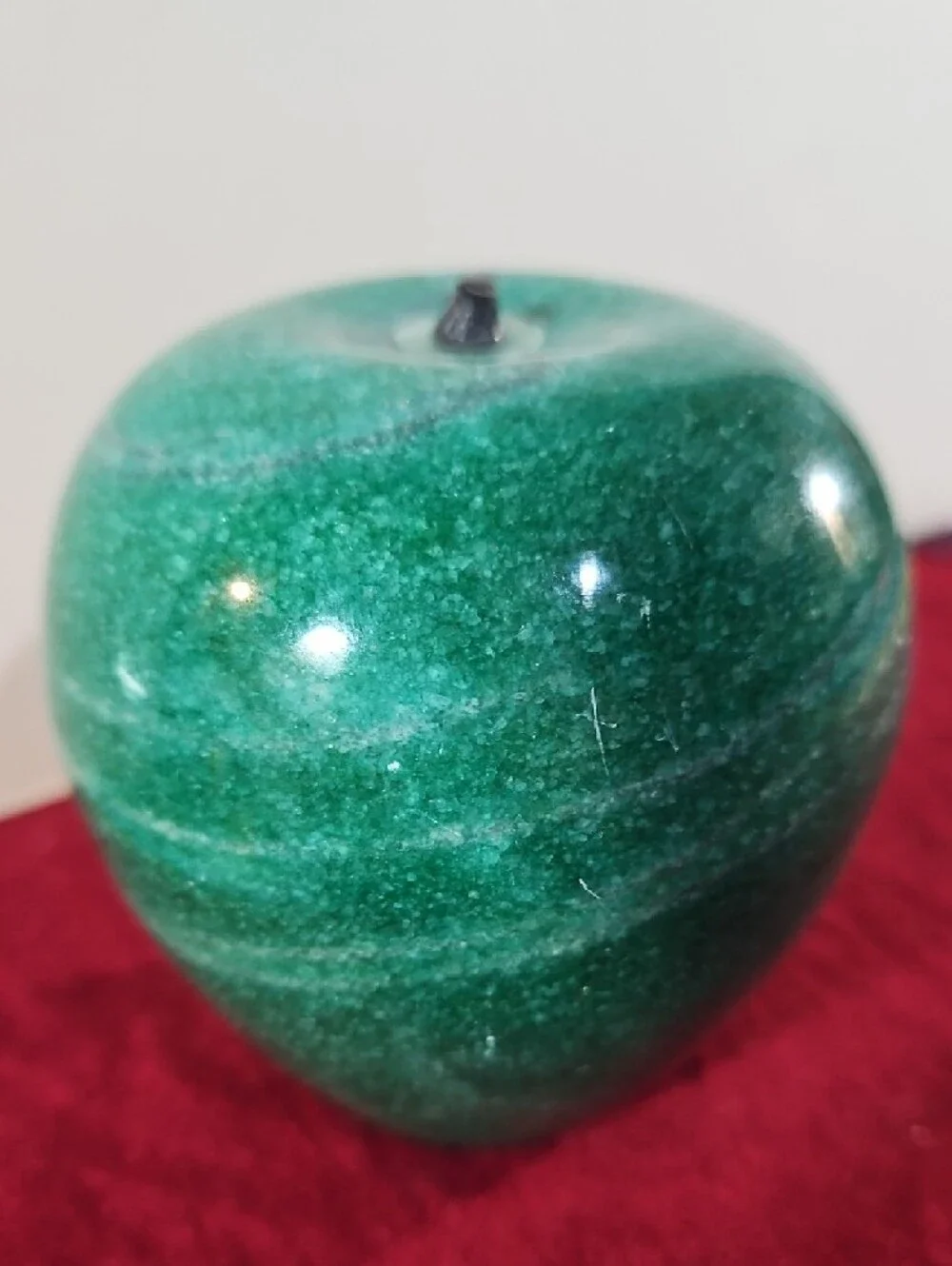 VTG Polished Alabaster Marble Onyx Apple Desk Decor Set of 2